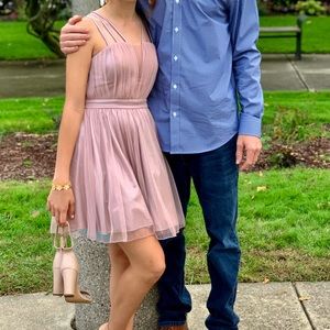 Short homecoming formal blush dress